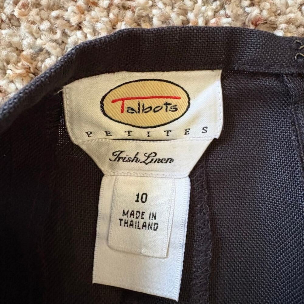 Talbots Petites 100% Irish Linen Fit and Flare Midi Womens sz 10 Gray Quiet Lux - Picture 2 of 8